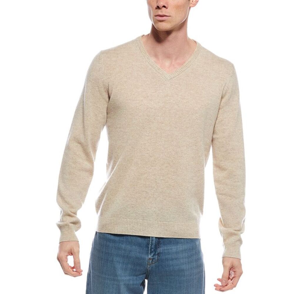 Mette Mens  Cashmere V-Neck Sweater, Beige